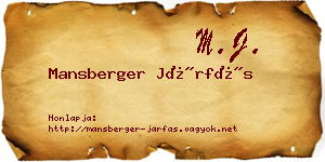 Mansberger Járfás névjegykártya